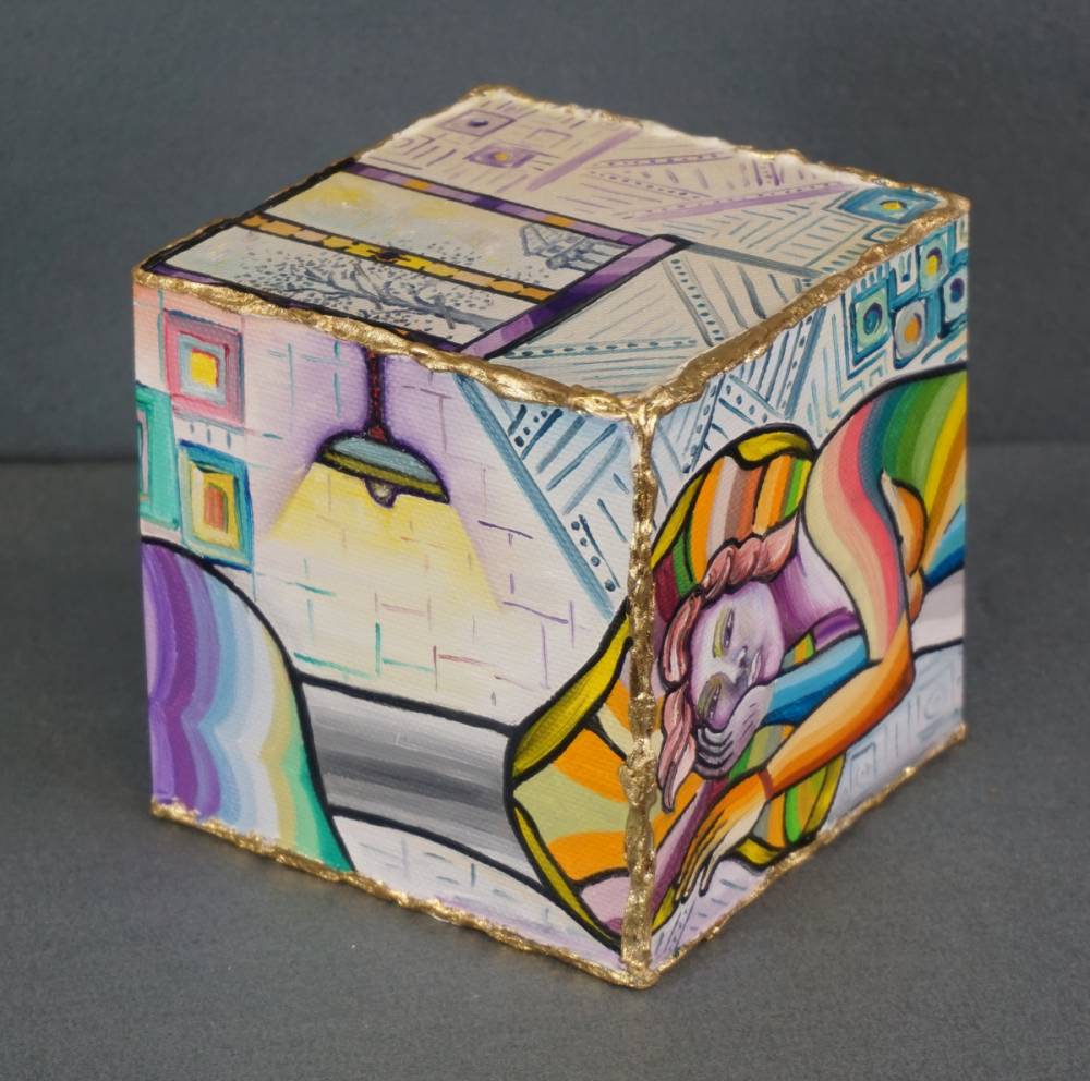 LA STANZA DEL RIPOSO - cubo 12 cm x 12 cm x h 12 cm - olio su tela - anno 2014 - 3° immagine